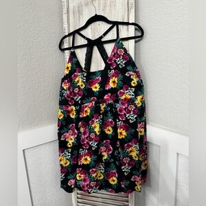 Cute!! Cacique Black Floral Lace-Back Lounge Gown PJ Lingerie 26/28